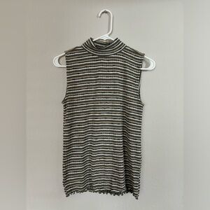 Loft Striped Mock Neck Light Knit Tank Top size small